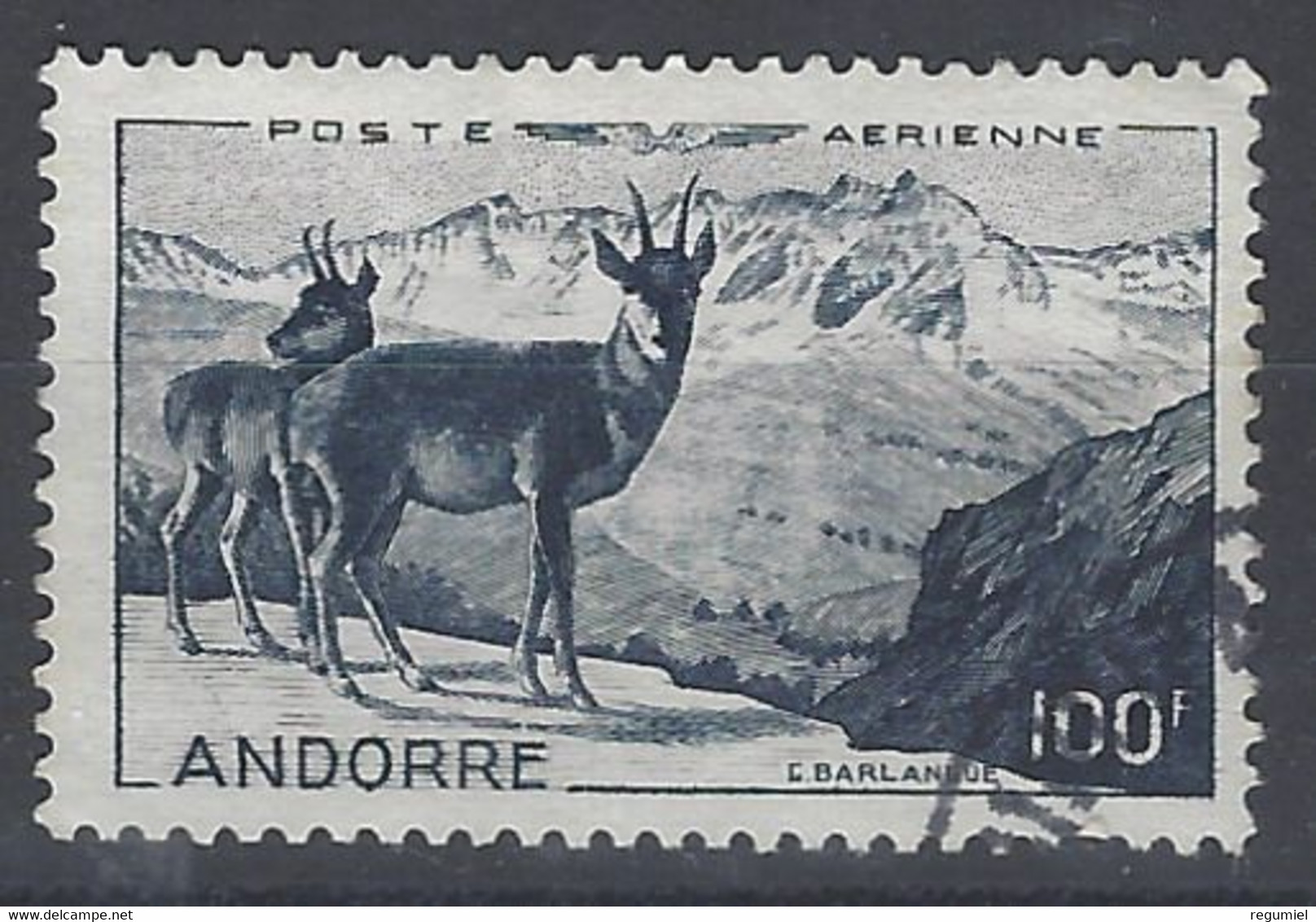 Andorra Francesa Aereo U 1 (o) Usado. 1950 - Airmail