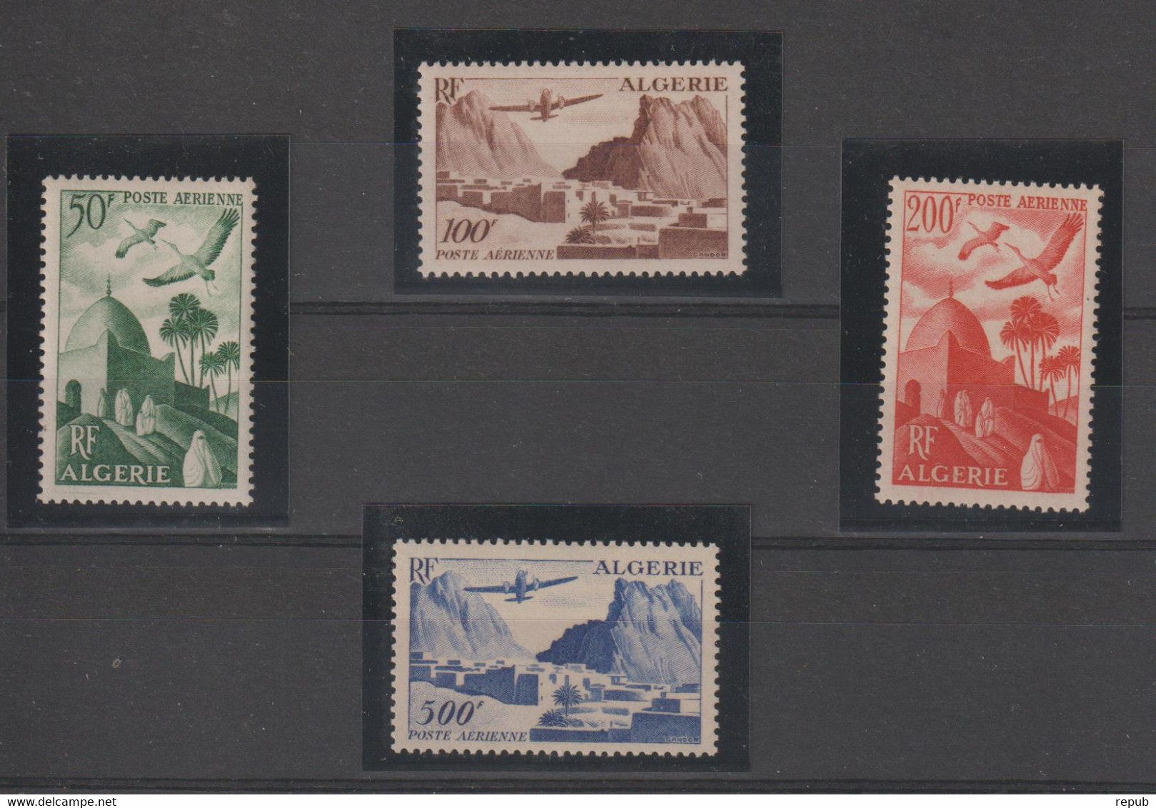 Algérie 1949-53 Sites PA 9-12, 4 Val ** MNH - Airmail