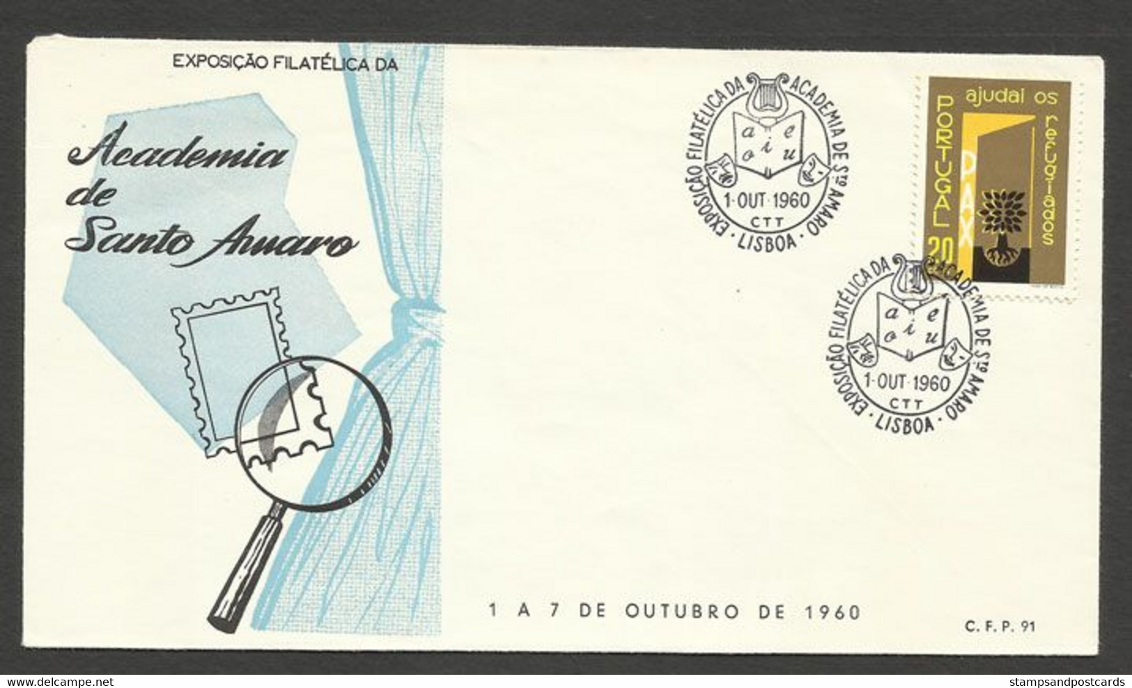 Portugal Cachet Commémoratif  Expo Philatelique Academie Santo Amaro 1960 Event Postmark Stamp Expo - Flammes & Oblitérations