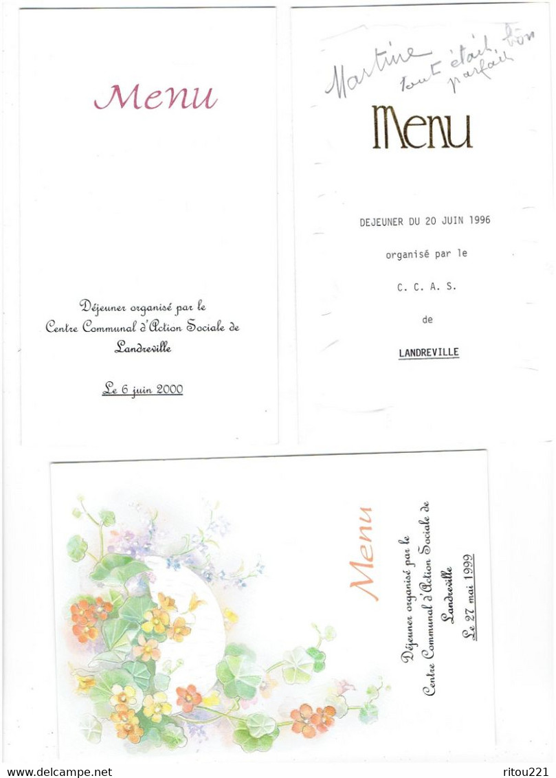 Double Cpm - Lot 15 - MENU - Illustration - Landreville C.C.A.S. - 1983 à  2000 - Menus