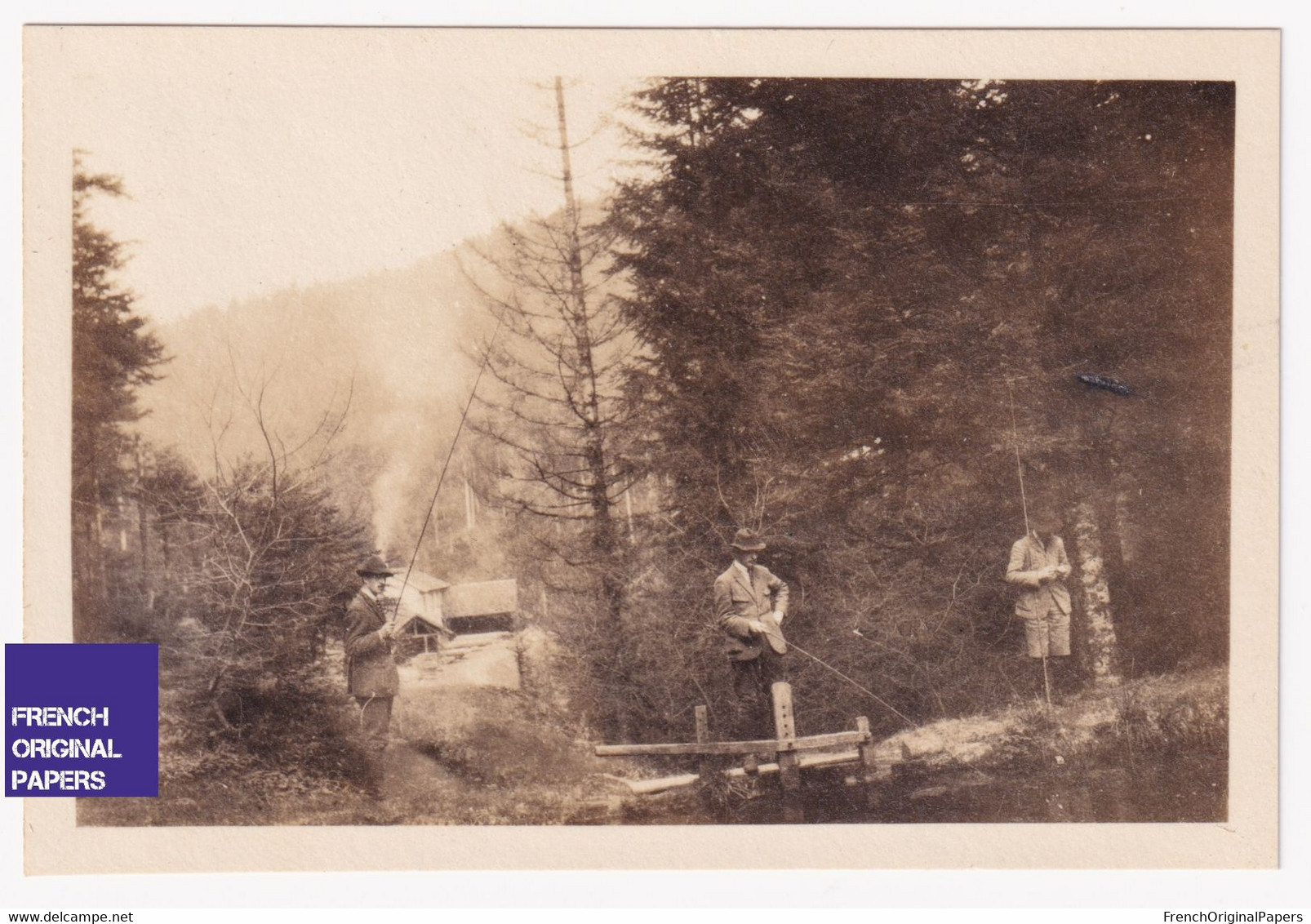 La Basse Scie 54 Pêche - Rare Petite Photo 1924 8x5,5cm Massif Des Vosges Angomont Env. Cirey Val Et Chatillon A86-23 - Lugares
