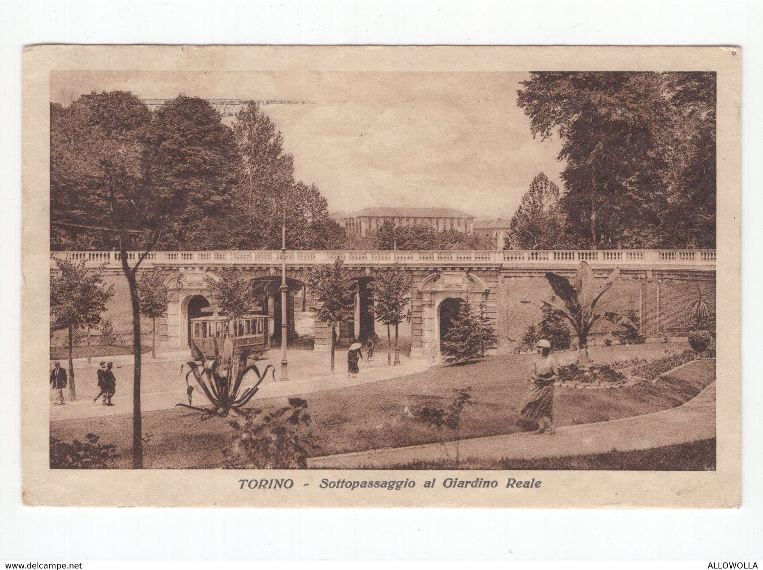 19075 " TORINO-SOTTOPASSAGGIO AL GIARDINO REALE " ANIMATA-TRAMWAY-VERA FOTO-CART. POST. SPED.1928 - Parchi & Giardini