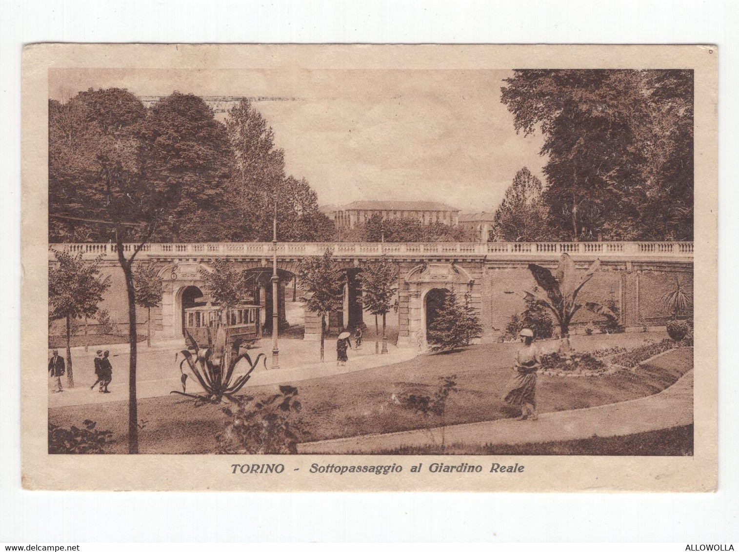 19075 " TORINO-SOTTOPASSAGGIO AL GIARDINO REALE " ANIMATA-TRAMWAY-VERA FOTO-CART. POST. SPED.1928 - Parcs & Jardins