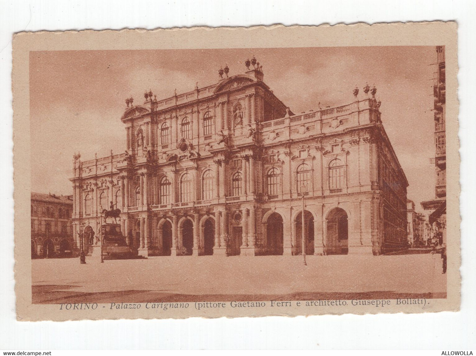 19076 " TORINO-PALAZZO CARIGNANO " -VERA FOTO-CART. POST. SPED.1937 - Palazzo Carignano