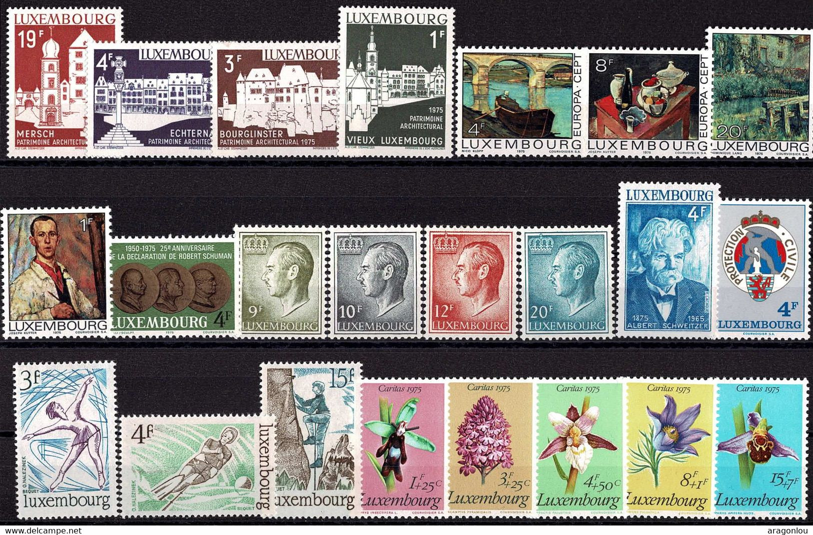 Luxembourg Luxemburg 1975 Année Complête 10 Séries MNH** Val.cat.23€ - Full Years