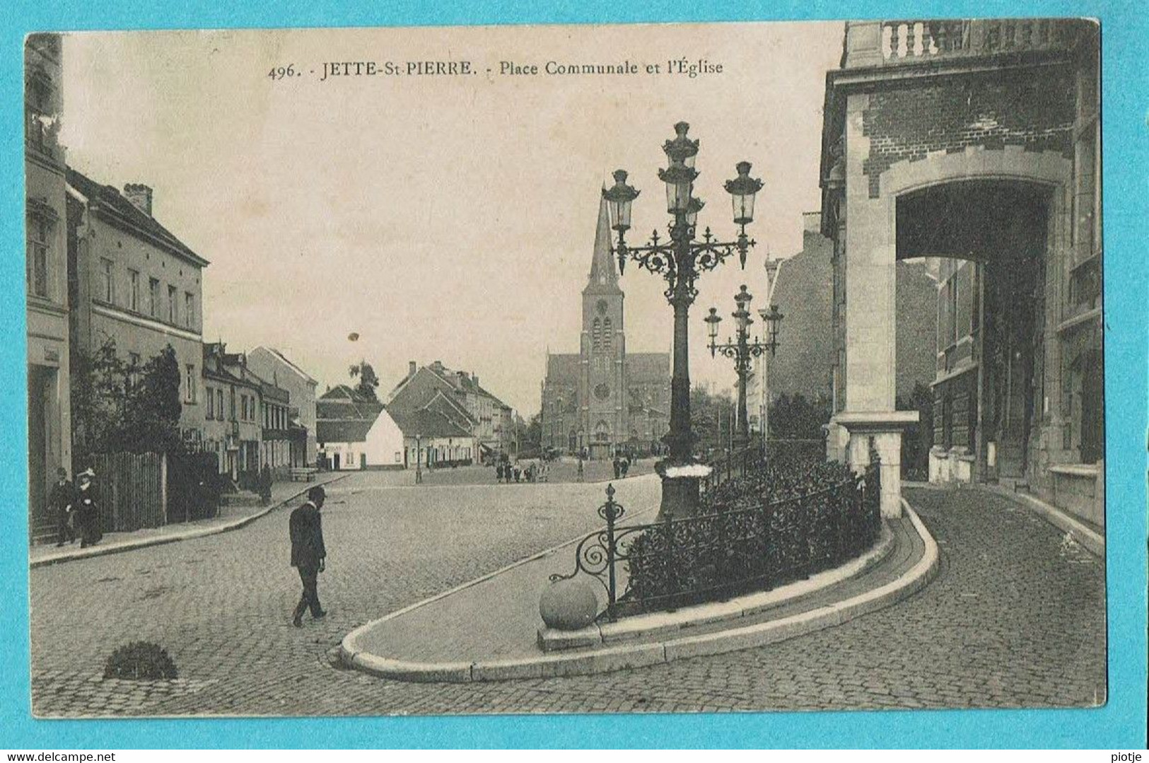 * Jette Saint Pierre (Brussel - Bruxelles) * (nr 496) Place Communale Et église, Animée, Kerk, Grand'Place - Jette