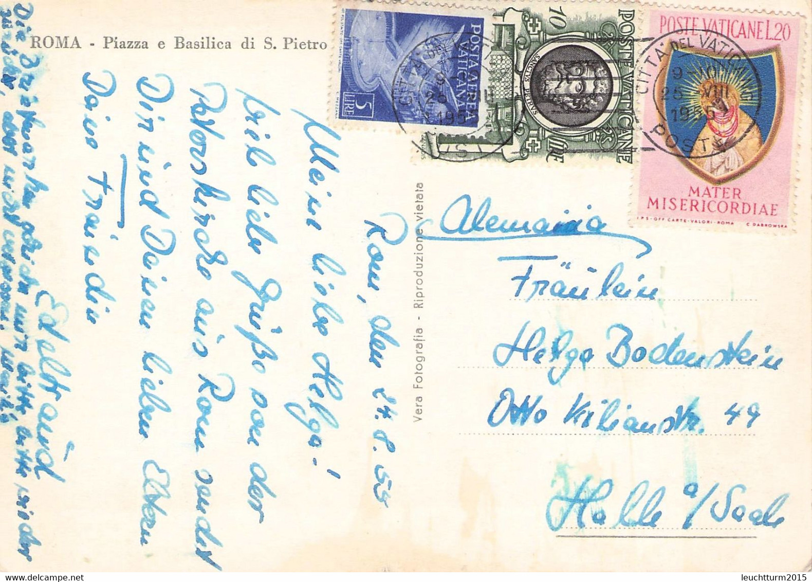 VATICAN - PICTURE POSTCARD 1955 > HALLE/GDR / ZM234 - Lettres & Documents