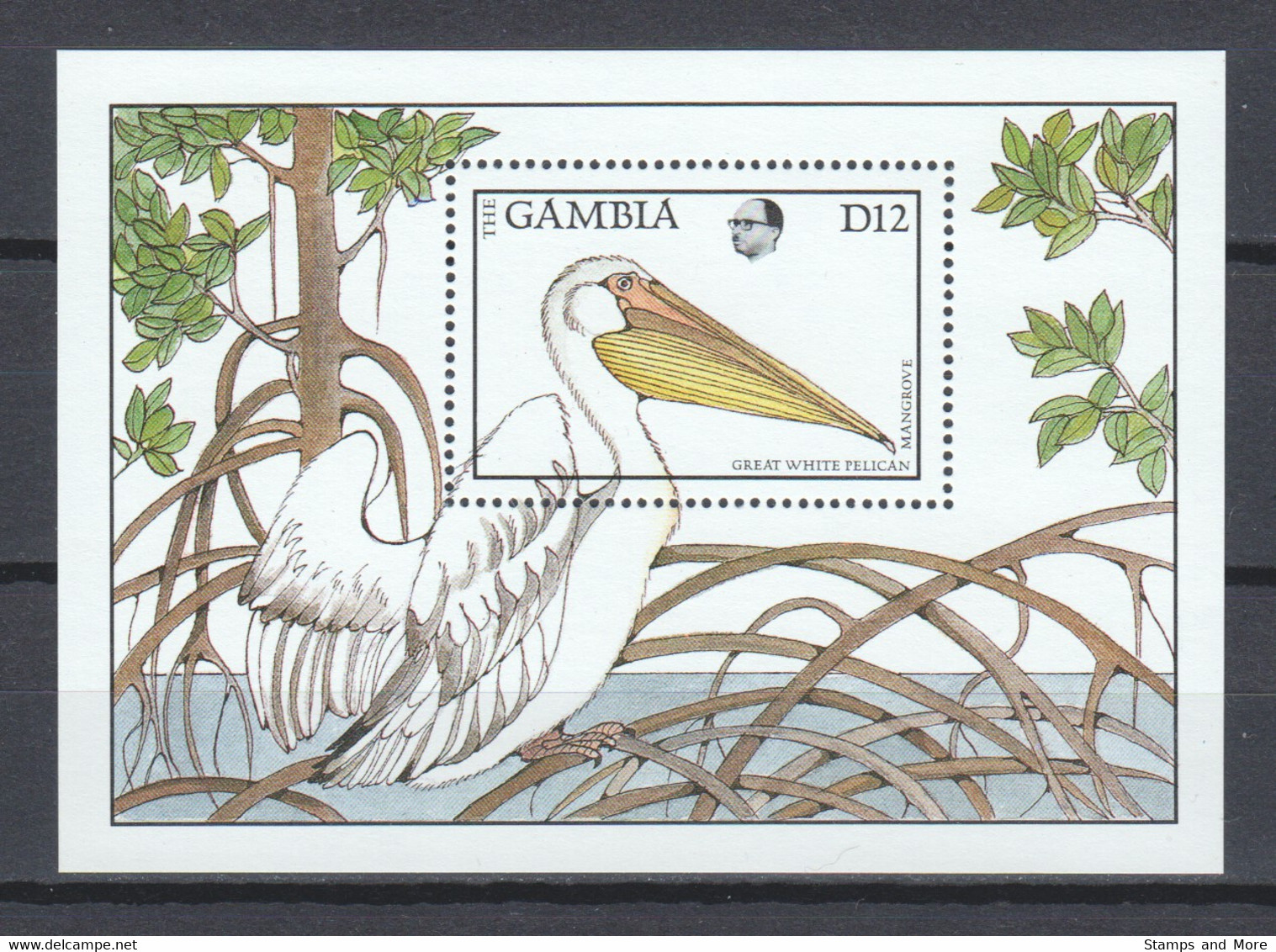 Gambia 1988 Mi Block 44 MNH GREAT WHITE PELICAN - Pelikane