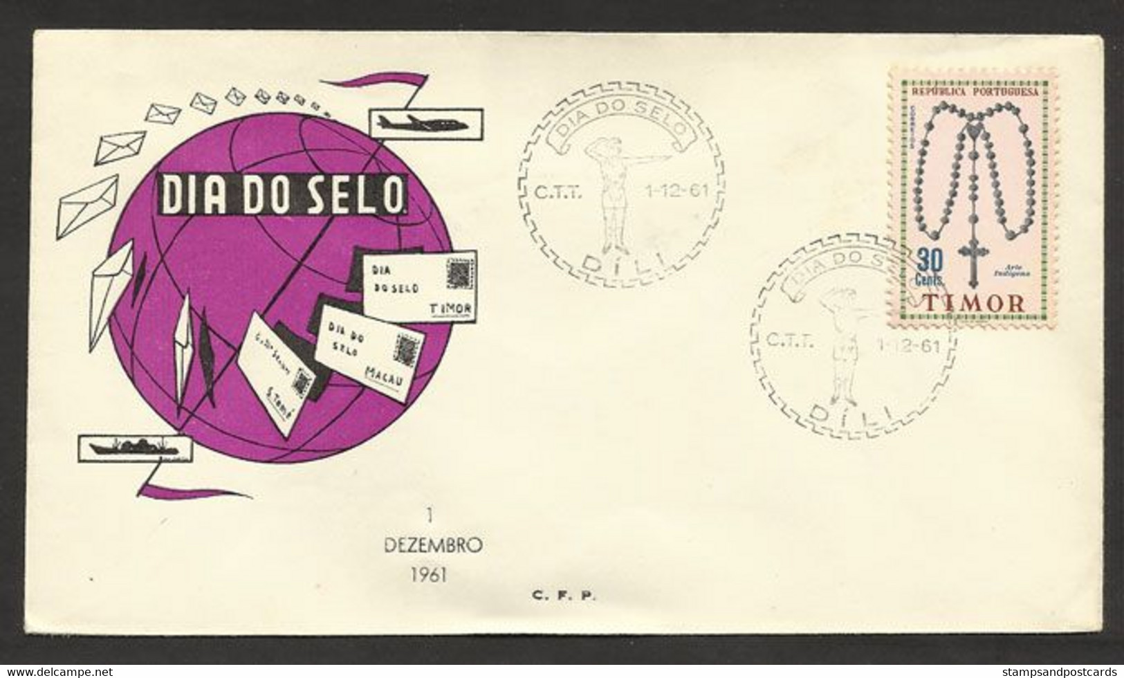 Timor Oriental Portugal Cachet Commémoratif Journée Du Timbre 1961 East Timor Event Postmark Stamp Day - Osttimor