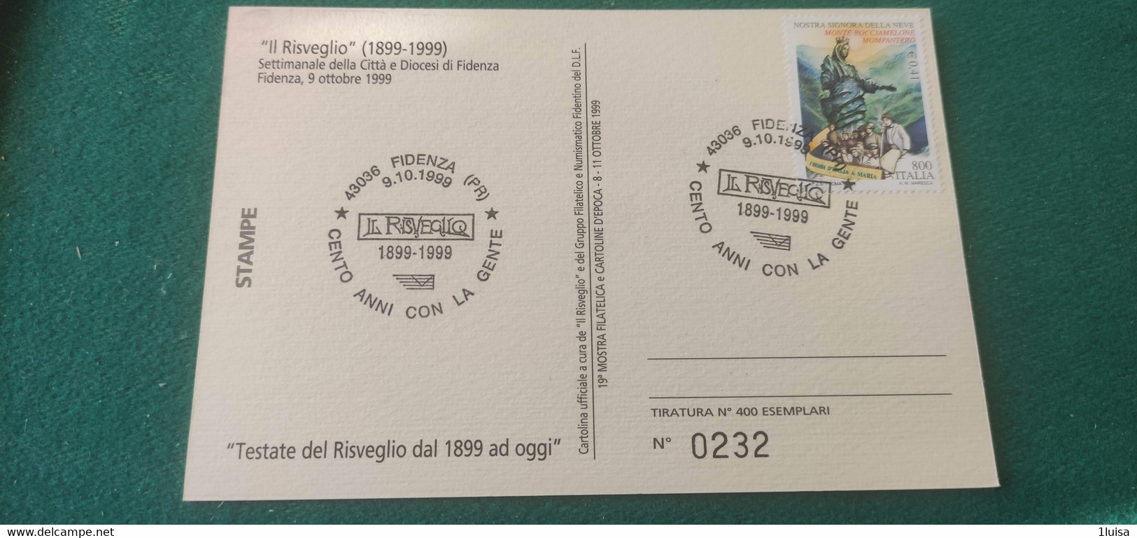 1999 Cento Anni Con La Gente Il Risveglio 9/10/99 Fidenza - 1991-00: Storia Postale