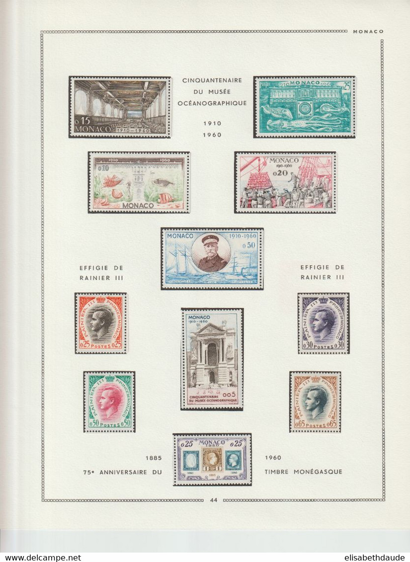 1941/1960 - MONACO - COLLECTION COMPLETE A PARTIR de YVERT N°225 ! 29 FEUILLES MOC ! * MLH - COTE = 1100 EUR !