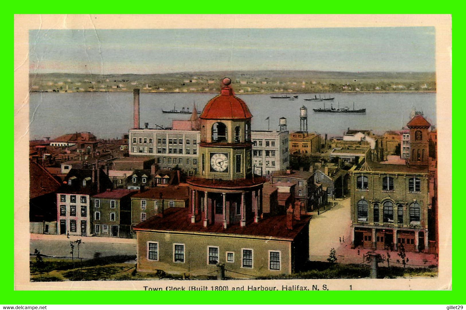 HALIFAX, NOVA SCOTIA - TOWN CLOCK BUILT IN 1800 AND HARBOUR - TRAVEL IN 1937 - PECO - - Halifax