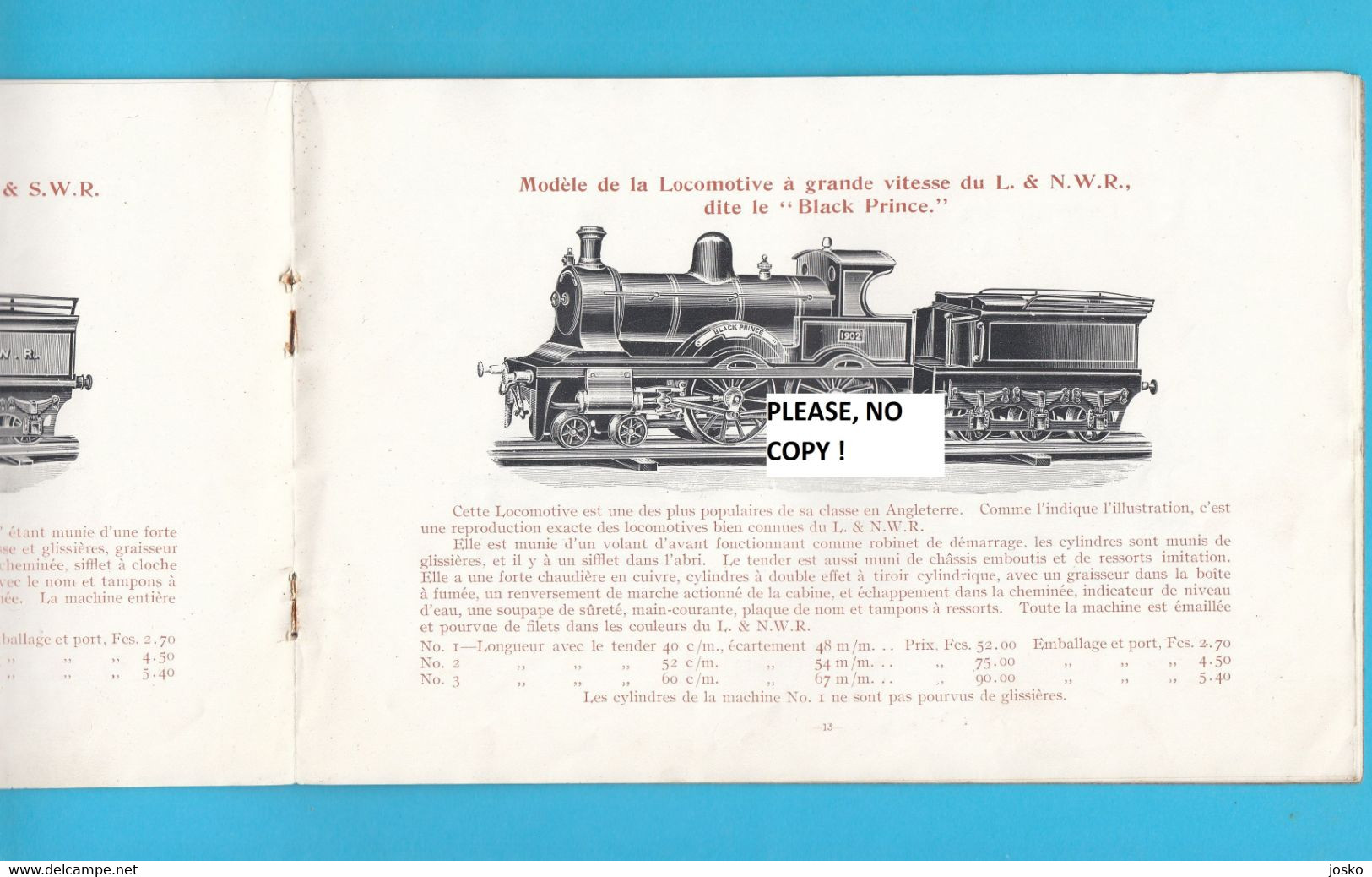 W. J. BASSETT-LOWKE & Co. (Northampton England) - MODELES DE LOCOMOTIVES, WAGONS, RAILS ... France Antique Catalog 1900s - 1801-1900