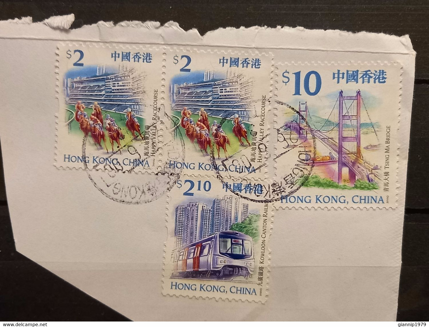 FRANCOBOLLI STAMPS HONG KONG 2000 USED FRAMMENTO ATTRAZIONI ATTRACTIONS OBLITERE' FRAGMENT - Usati