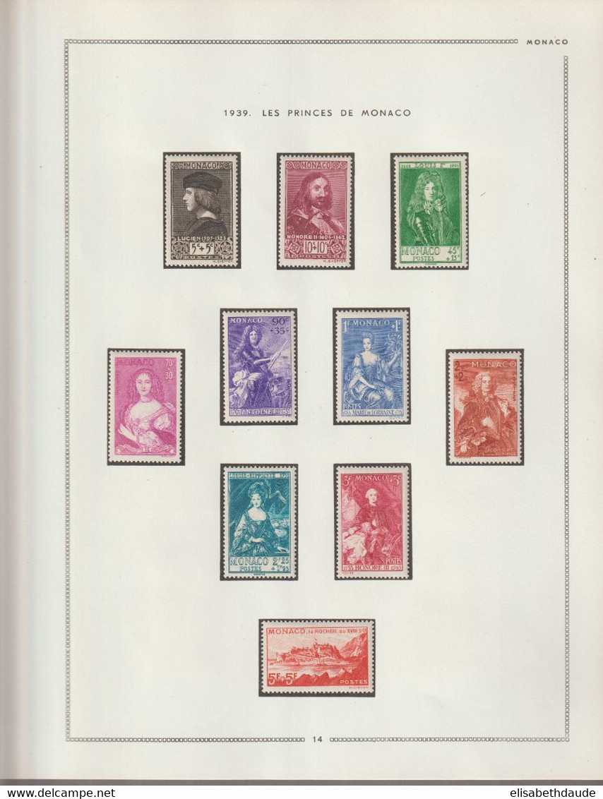 1938/1941 - MONACO - COLLECTION COMPLETE YVERT N°167/233 ! 5 FEUILLES MOC ! * MLH (2 TIMBRES OB) - COTE = 755 EUR ! - Colecciones & Series