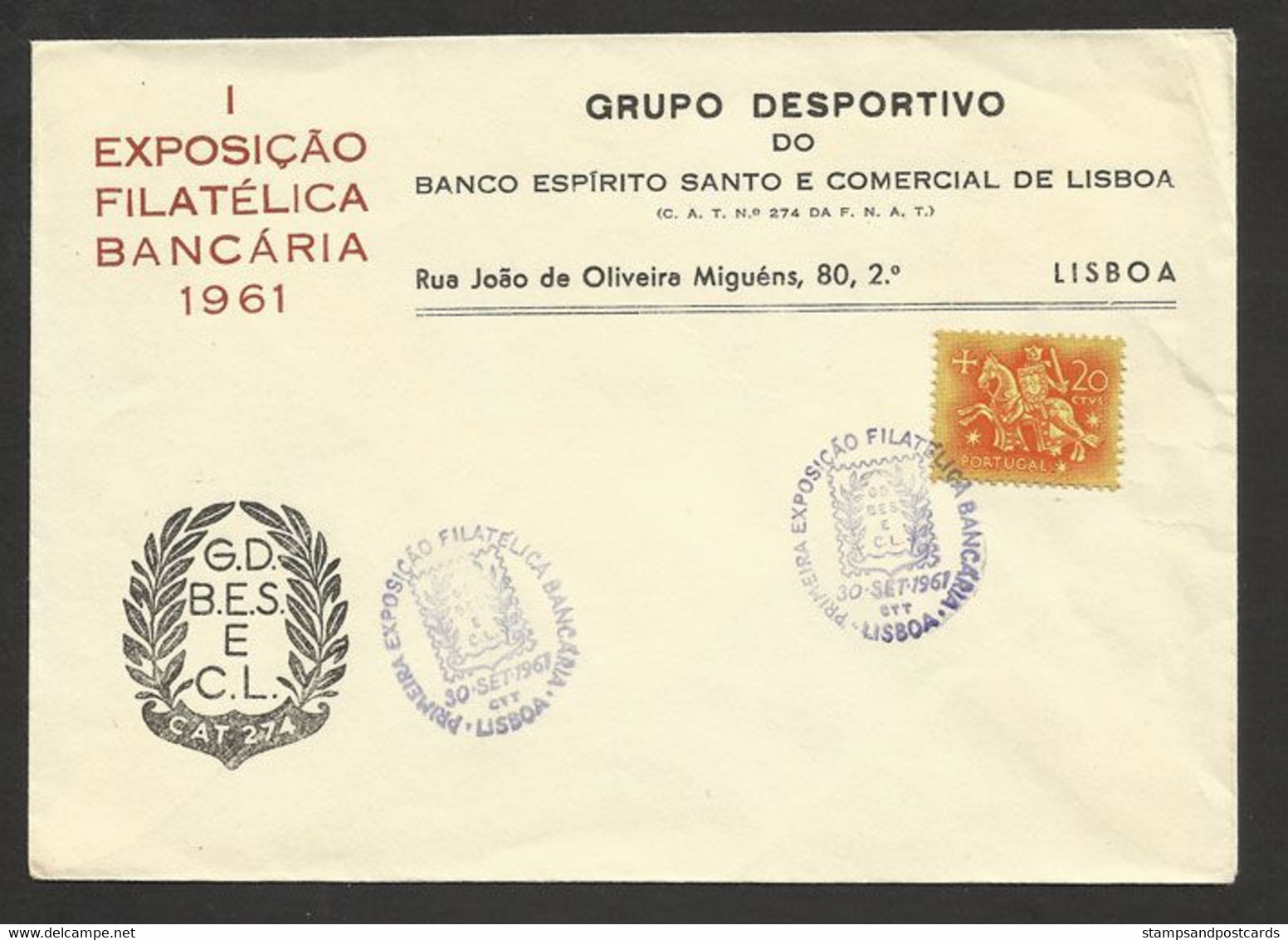 Portugal Cachet Commémoratif  Expo Philatelique Bancaire 1961 Event Postmark Stamp Expo - Flammes & Oblitérations