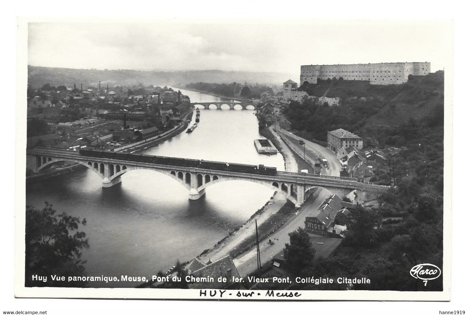 Huy Photo Carte Pont Du Chemin De Fer Train Vue Panoramique Vieux Pont Htje - Huy