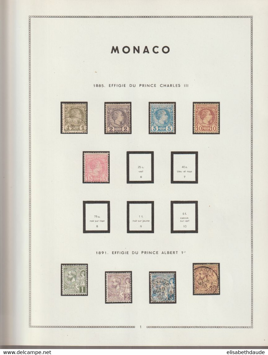 1885/1937 - MONACO - COLLECTION IMPORTANTE ! 12 FEUILLES MOC ! * / OBLITERES - MLH / Used - COTE > 2300 EUR ! - Collections, Lots & Series