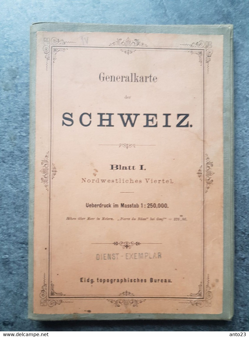 SCHWEIZ Carte Topographique De La SUISSE * General G.H. Dufour - Blatt 1 - 1881 - SUR TOILE - - Transport