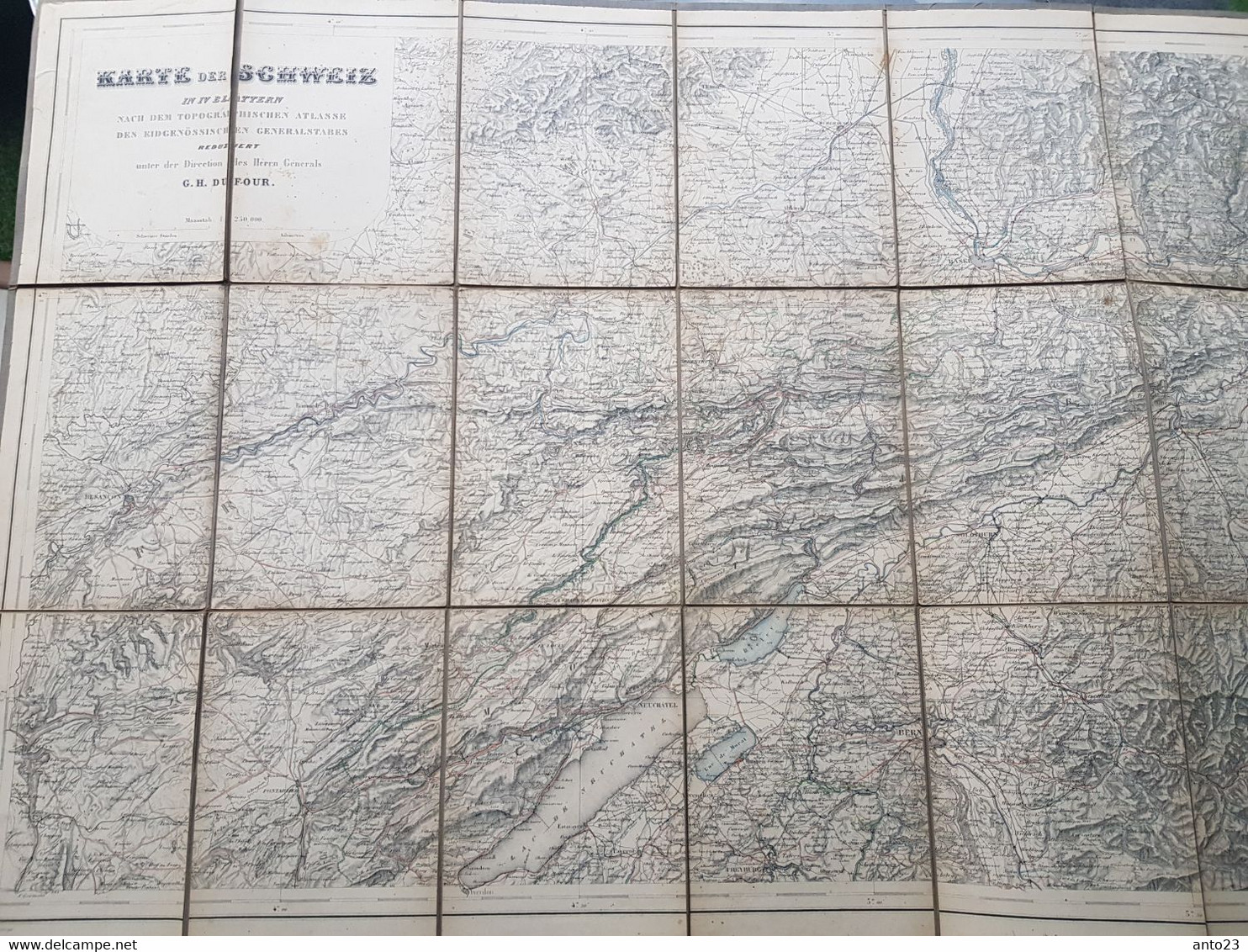 SCHWEIZ Carte Topographique De La SUISSE * General G.H. Dufour - Blatt 1 - 1881 - SUR TOILE - - Transports