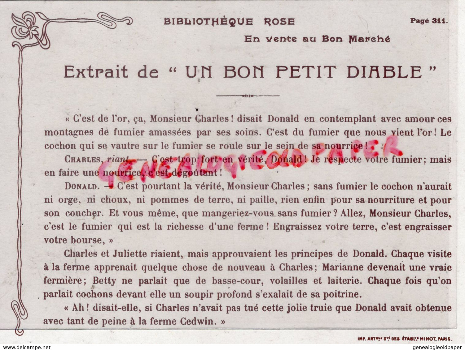 CHROMO AU BON MARCHE -UN BON PETIT DIABLE- C'EST DE L' OR -BIBLIOTHEQUE ROSE - Au Bon Marché