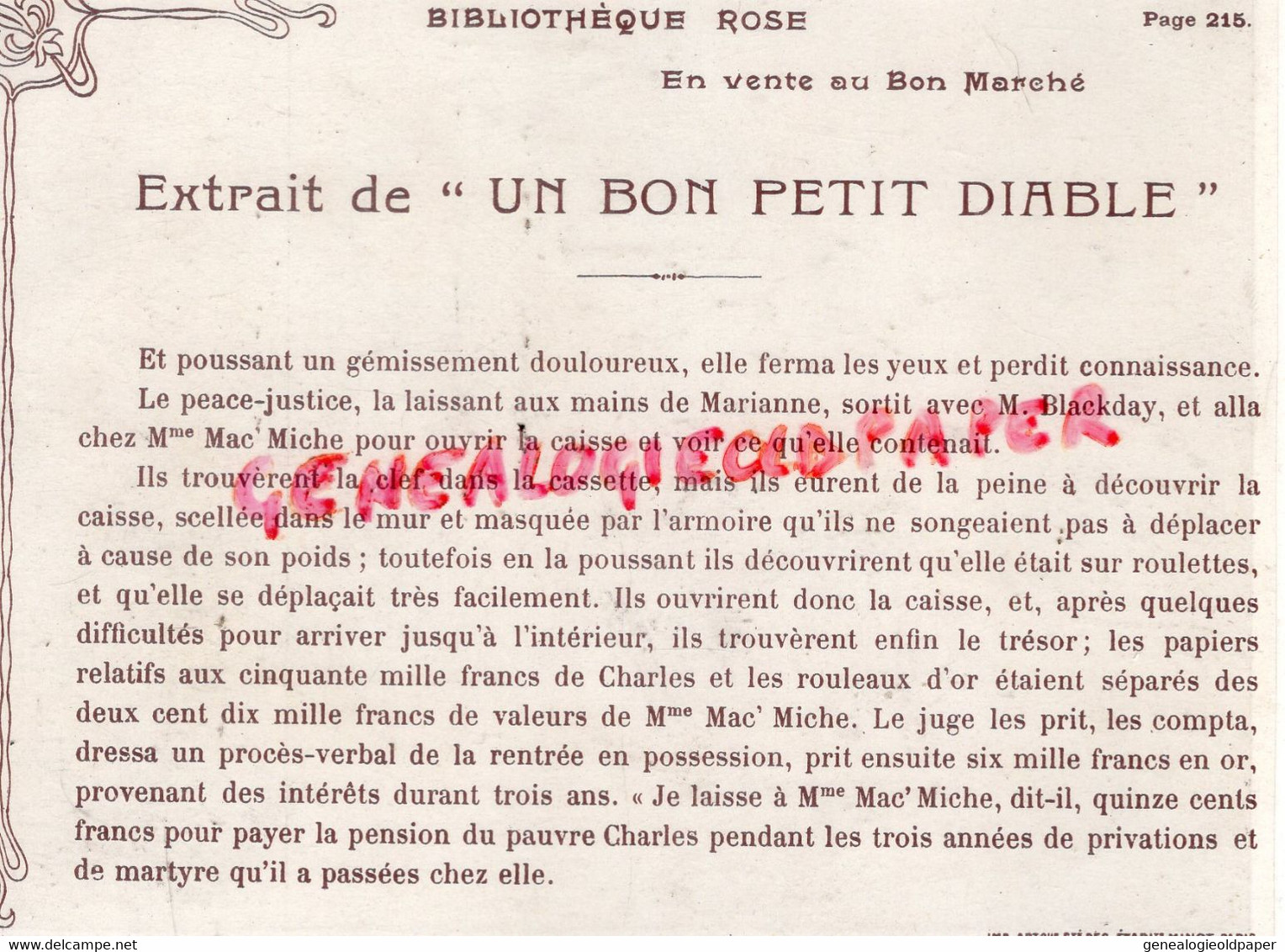 CHROMO AU BON MARCHE -UN BON PETIT DIABLE- PERTE DE CONNAISSANCE-EVANOUISSEMENT -BIBLIOTHEQUE ROSE - Au Bon Marché