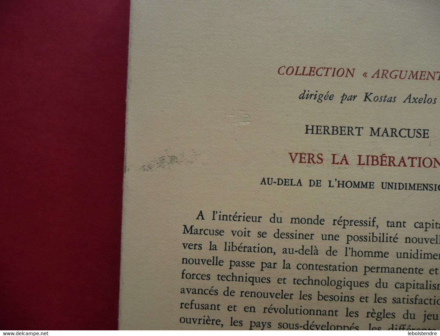 VERS LA LIBERATION HERBERT MARCUSE ARGUMENTS 37 1970 LES EDITIONS DE MINUIT