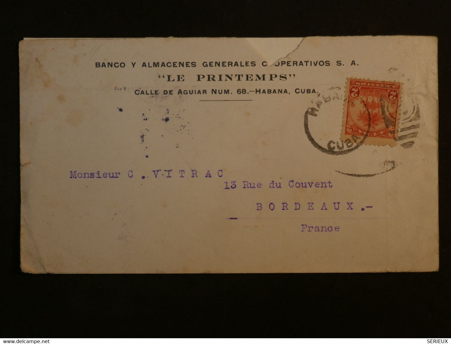 BL4 CUBA BELLE LETTRE  PRIVEE RR 1906 LA HABANA A BORDEAUX   FRANCIA +VIA NEW ORLEANS +AFFRANCH. INTERESSANT++ - Cartas & Documentos