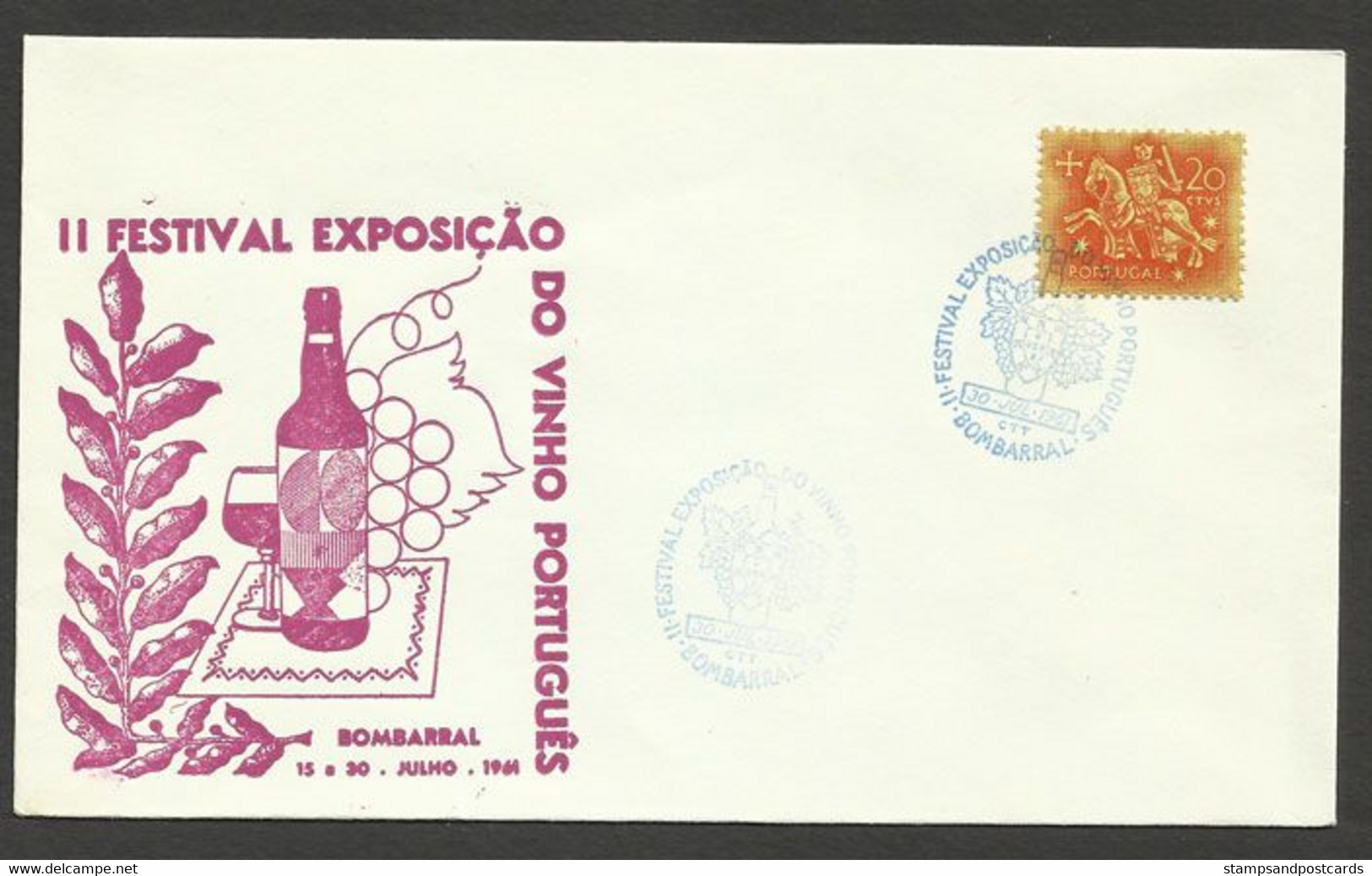 Portugal Cachet Commémoratif Festival Du Vin Portugais 1961 Bombarral Event Postmark Portuguese Wine Festival - Flammes & Oblitérations