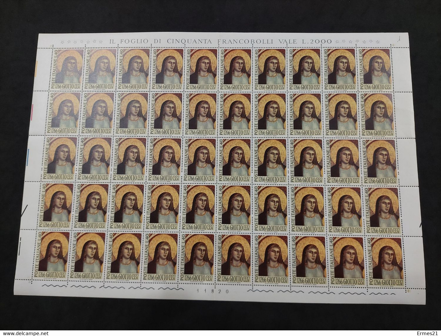 Giotto 1266-1337. 1966. Valore 40 Lire. Foglio 50pz. Condizioni Eccellenti. - Full Sheets