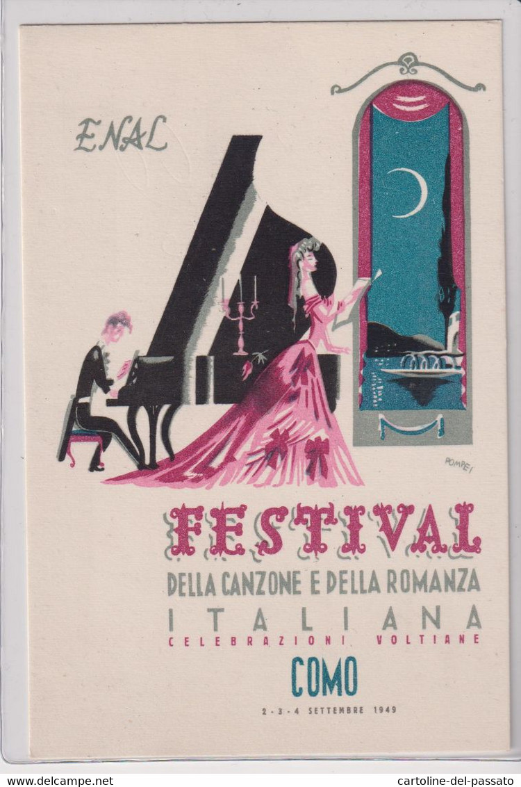 COMO FESTIVAL DELLA CANZONE E DELLA ROMANZA ITALIANA  1949  ILLUSTRATORE POMPEI - Manifestazioni