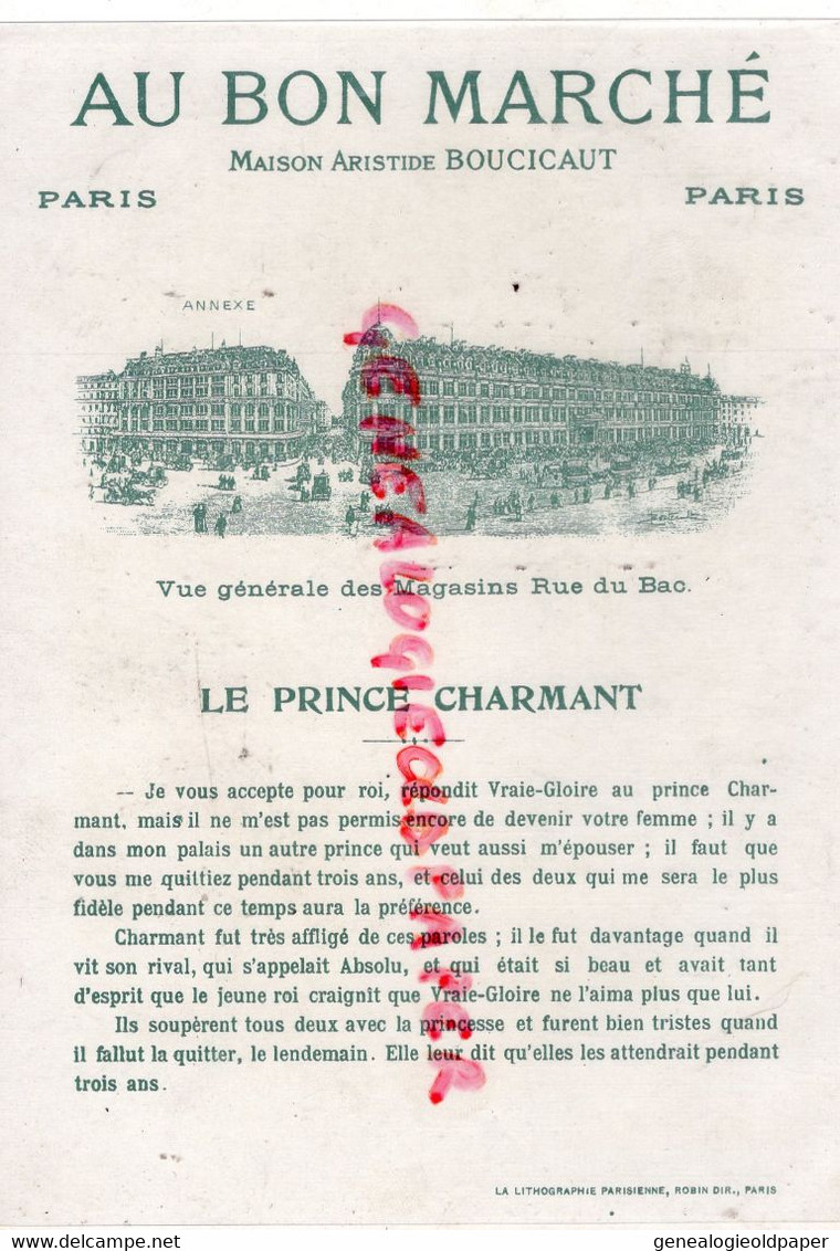 CHROMO AU BON MARCHE - LE PRINCE CHARMANT - MAISON ARISTIDE BRIAND PARIS RUE DU BAC - Au Bon Marché