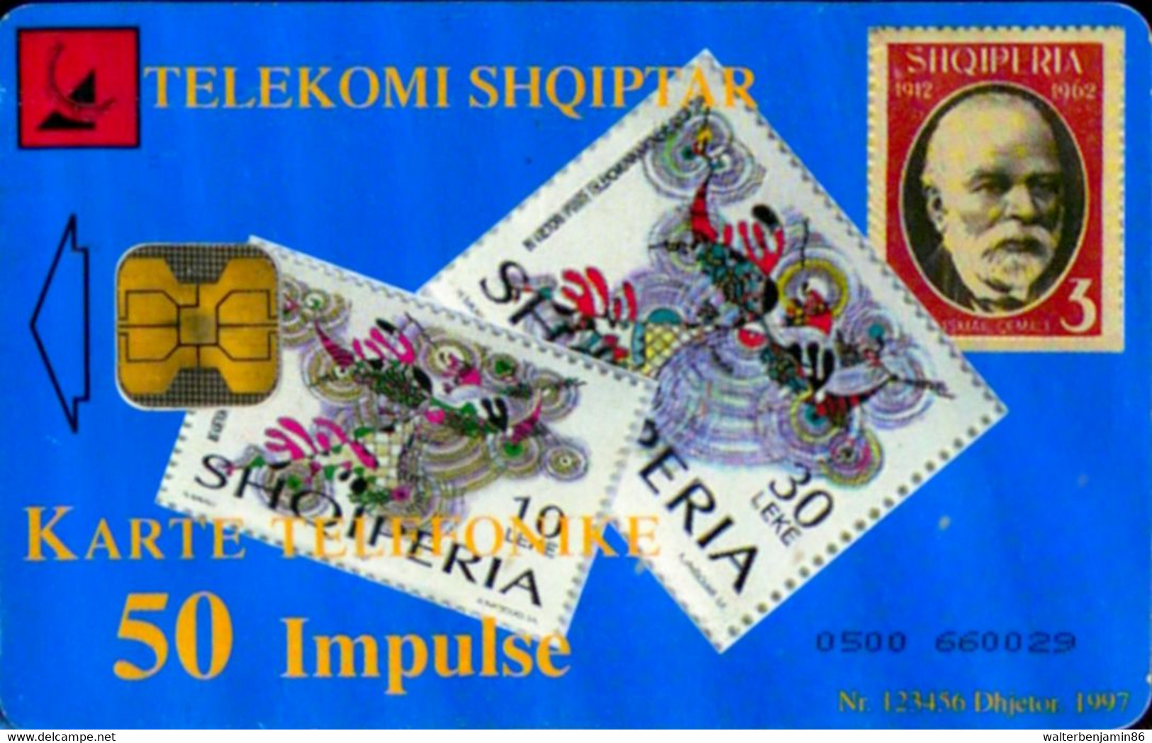 SCHEDA PHONECARD ALBANIA 85 YEARS PTT 50 U UNIT STAMPS, TELEPHONES - Albanien