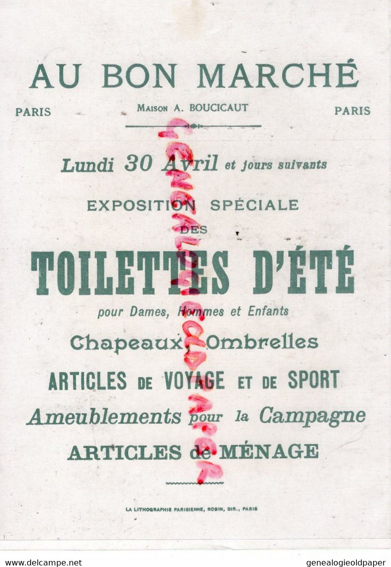 CHROMO AU BON MARCHE - BARBE BLEUE - MAISON ARISTIDE BRIAND PARIS -LUNDI 30 AVRIL EXPOSITION TOILETTES OMBRELLE CAMPAGNE - Au Bon Marché