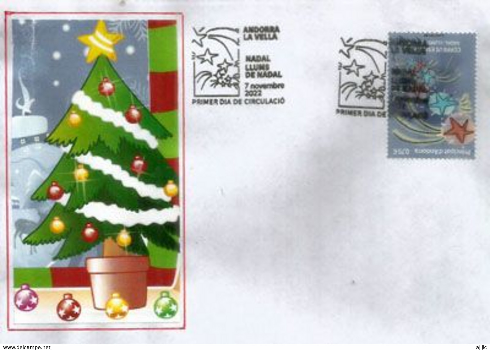 NADAL 2022 / NOËL 2022. Llumes De Nadal. Les Lumières De Noël. Sobre Primer Dia Andorra La Vella. AND.ESP - Brieven En Documenten