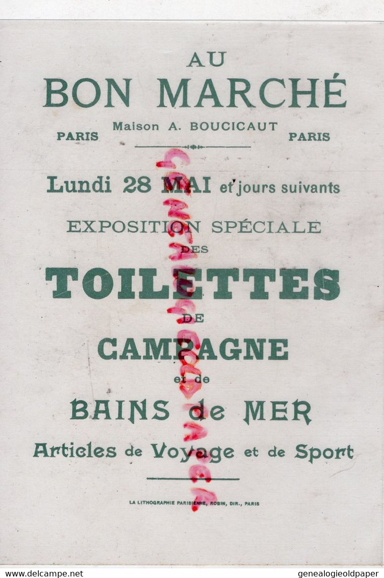 CHROMO AU BON MARCHE - BARBE BLEUE - MAISON ARISTIDE BRIAND PARIS - LUNDI 28 MAI EXPOSITION TOILETTES DE CAMPAGNE-BAINS - Au Bon Marché