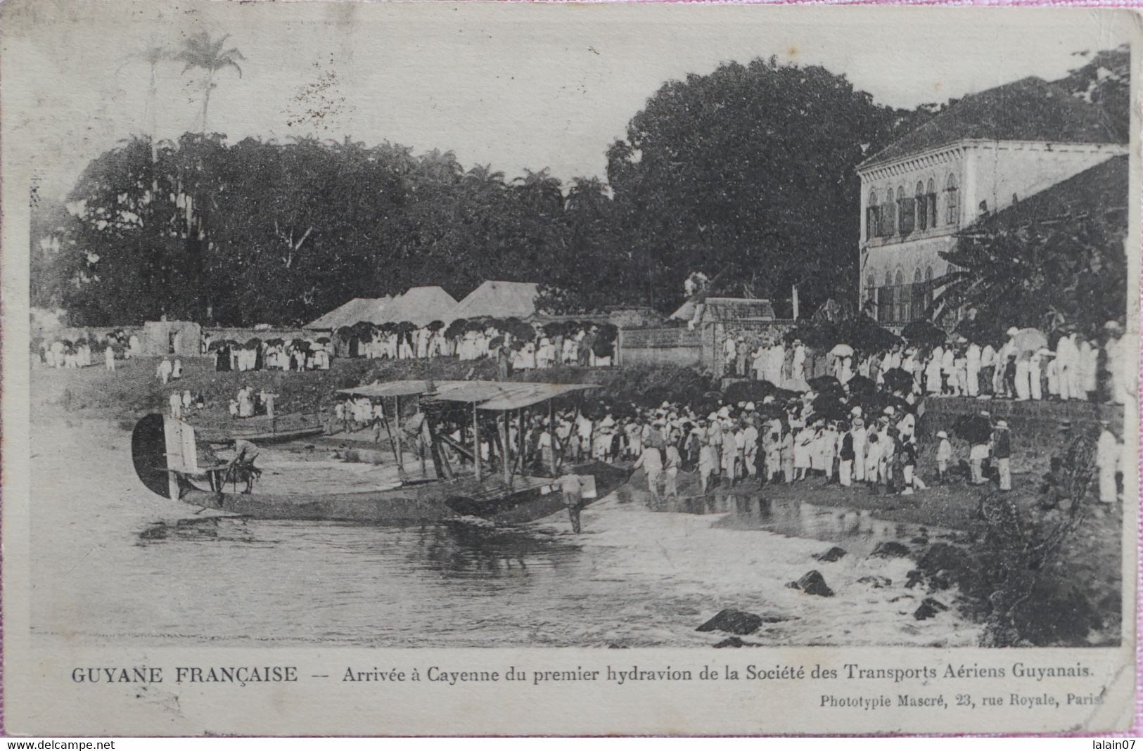 C. P. A. : GUYANE : CAYENNE : Arrivée Du Premier Hydravion De La Société Des Transports Aériens Guyanais, Timbre En 1922 - Cayenne
