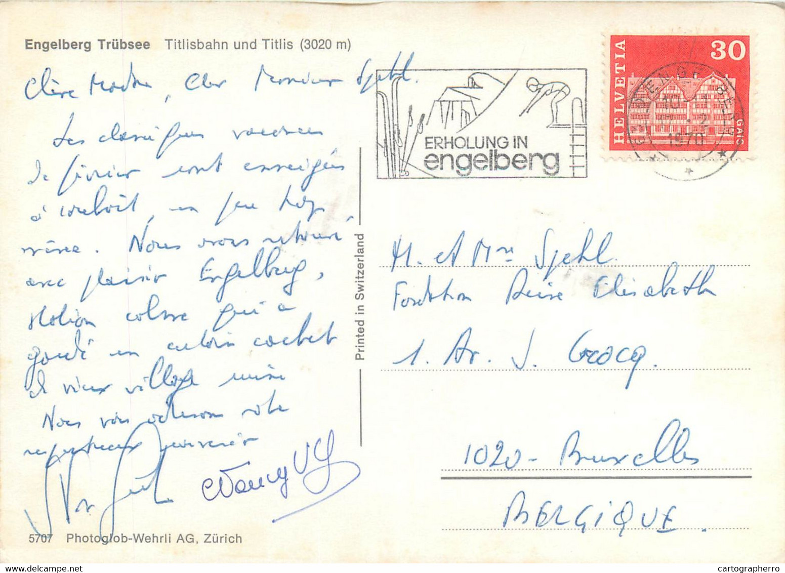 Postcard Switzerland Engelberg Trubsee Titlisbahn Und Titlis 1970 - Trub
