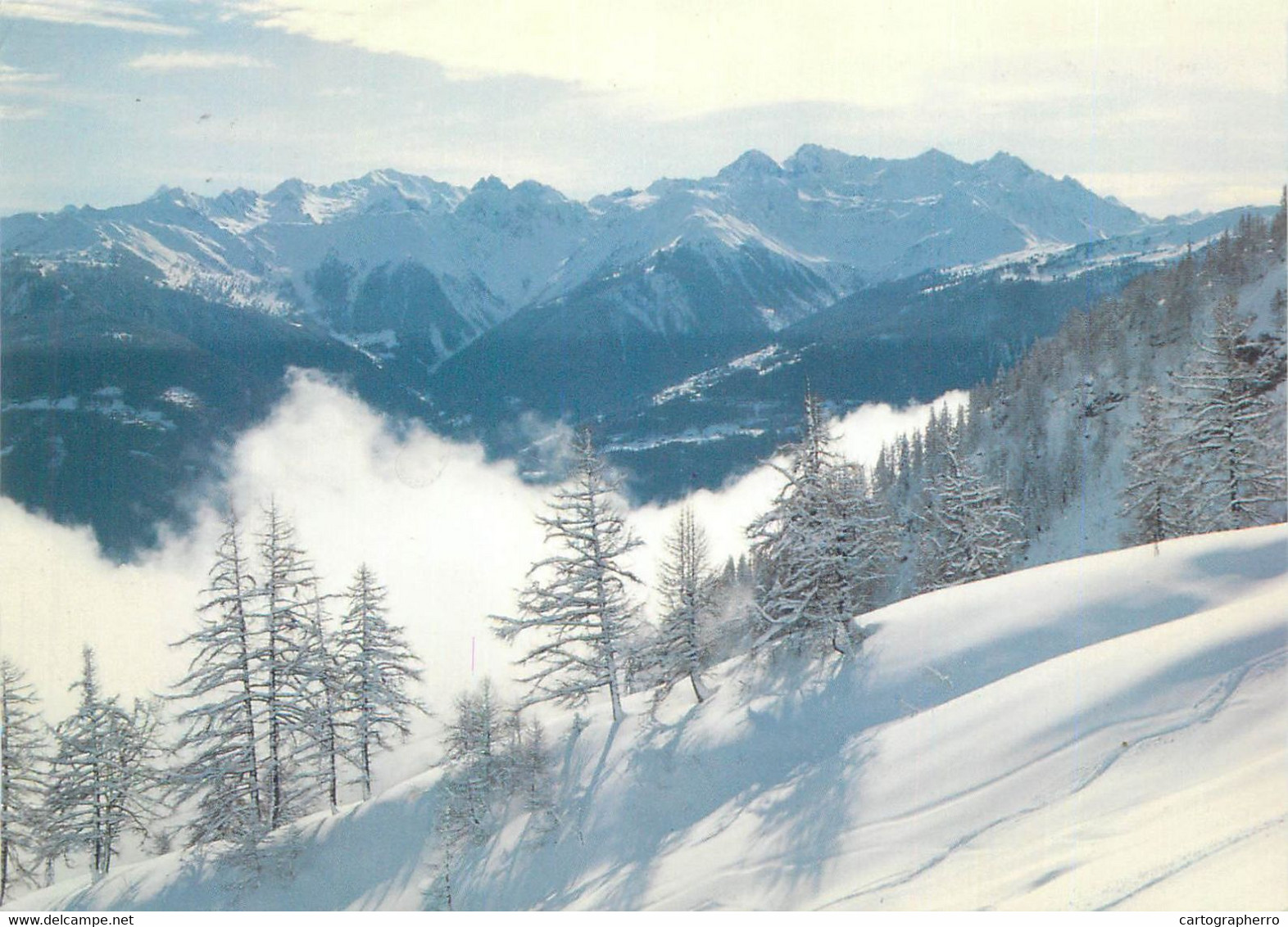 Postcard Switzerland Valais Champs De Ski Et Panorama 1989 - Cham