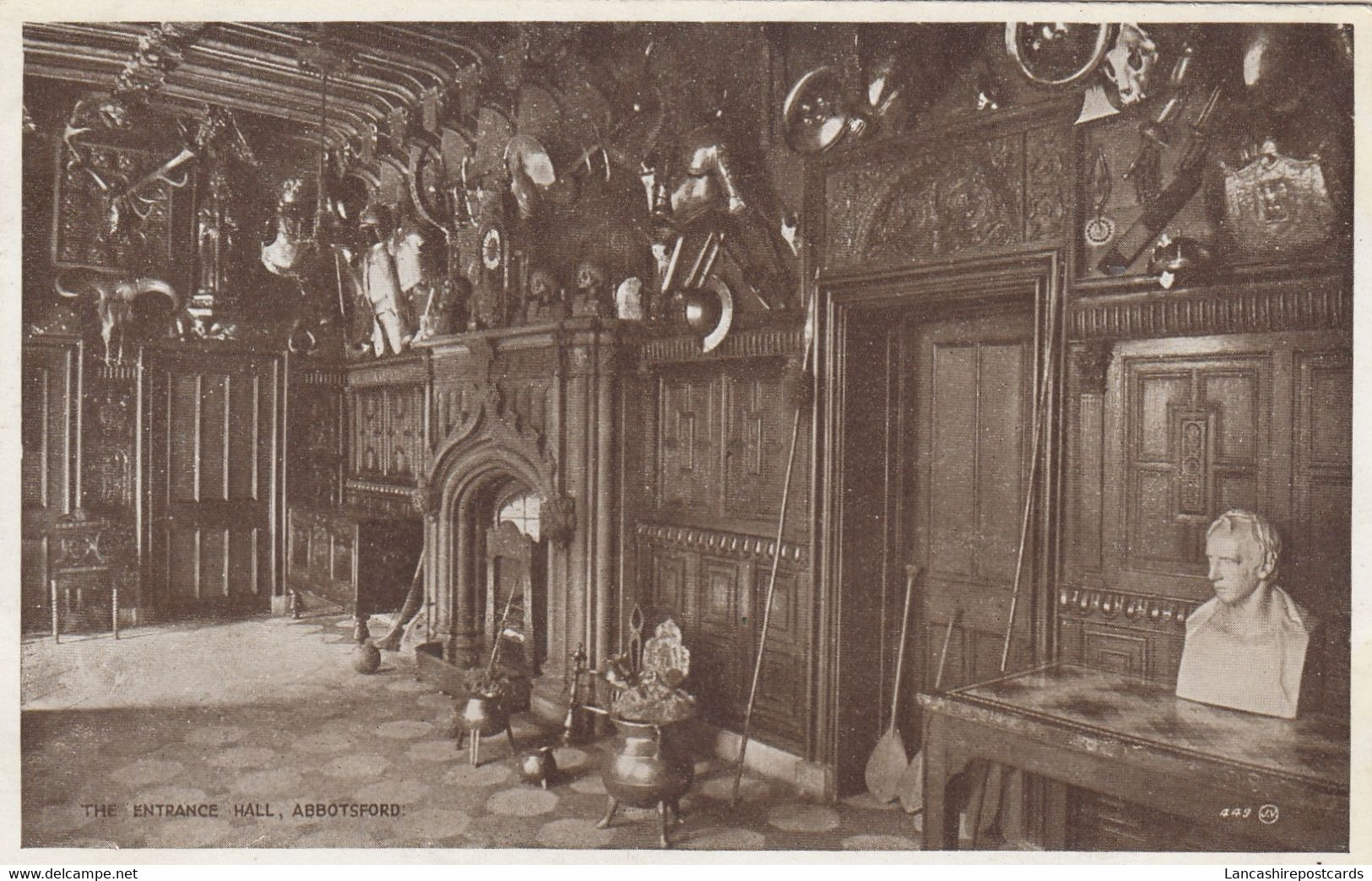 Postcard Entrance Hall Abbotsford Melrose [ Sir Walter Scott Interest ]  My Ref B14669 - Roxburghshire