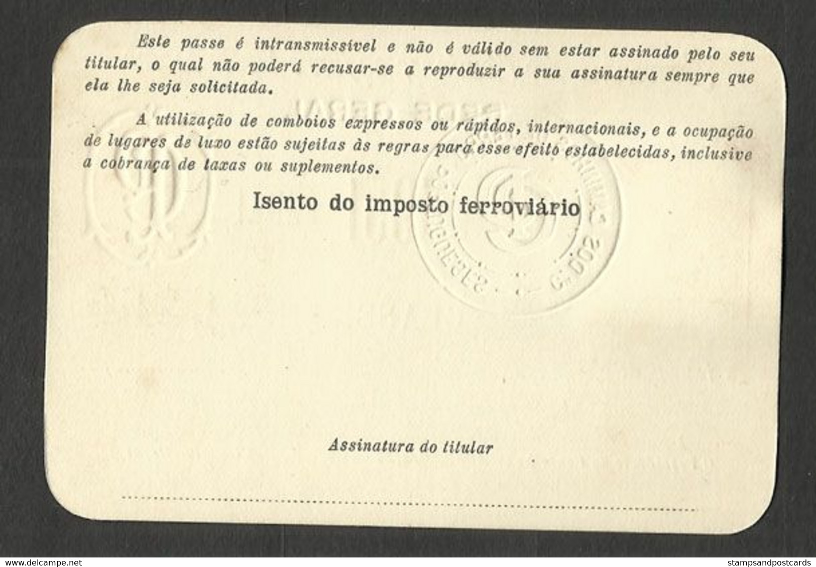 Portugal CP Chemin De Fer De L'Etat Carte Abonnement Enfant 1951 Première Classe Train Pass - Europa