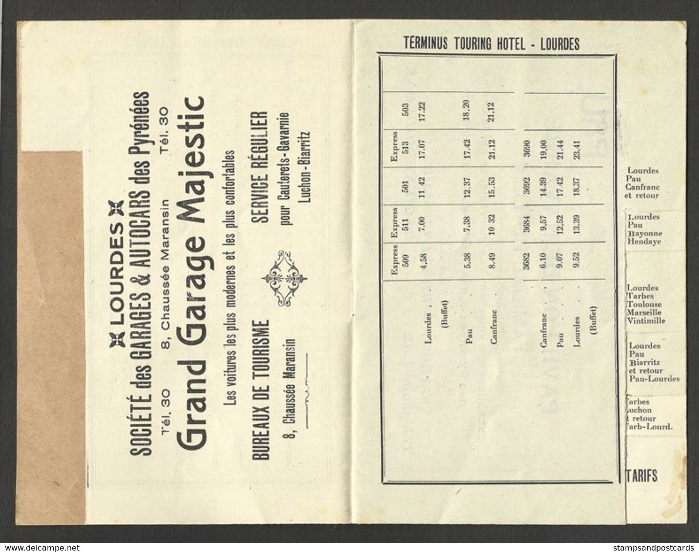 France Horaire Des Trains Lourdes été 1930 - Europa