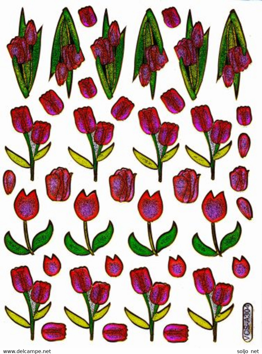 Bunte Tulpen Aufkleber Metallic Look / Tulip Sticker 1 Sheet - Scrapbooking