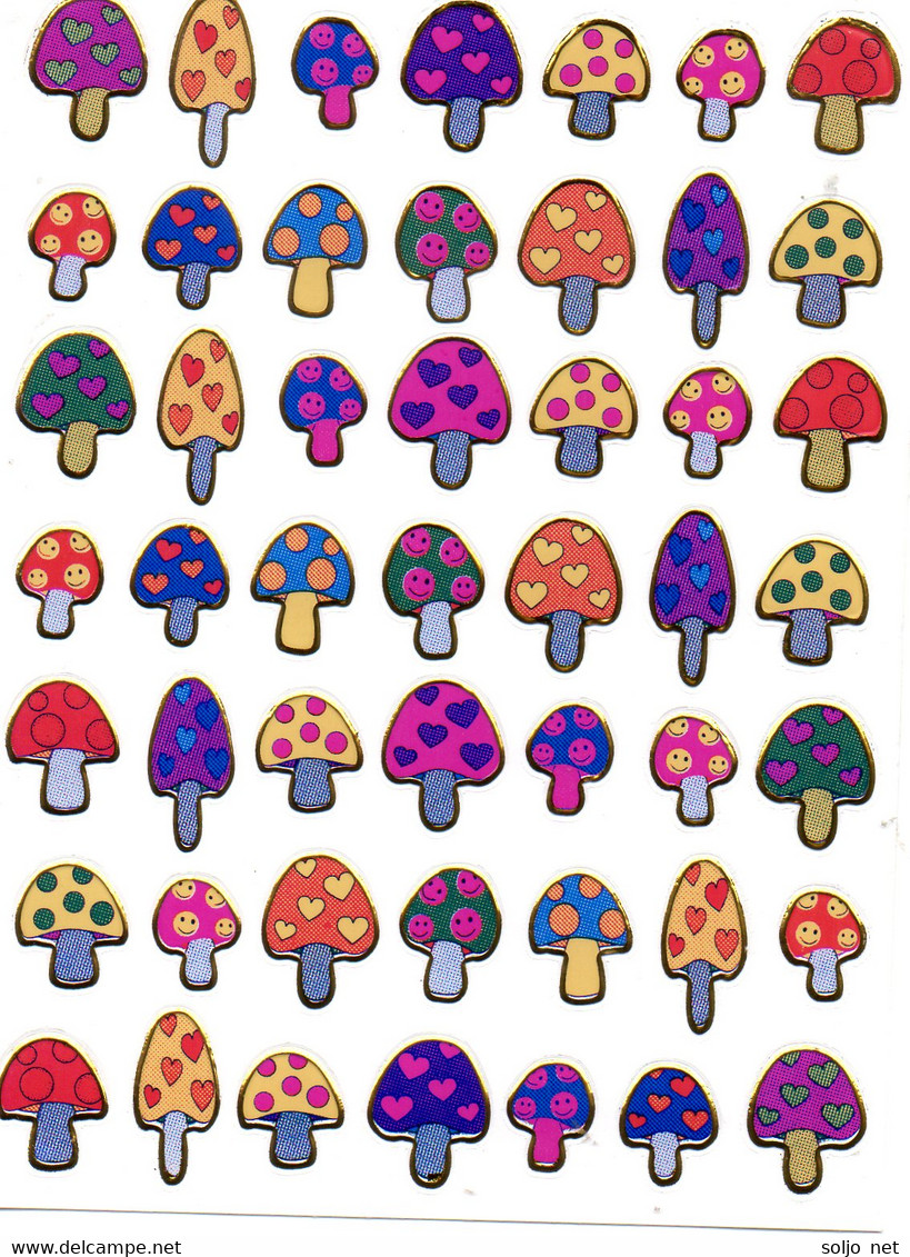 Bunte Pilze Aufkleber Metallic Look / Mushroom Sticker 1 Sheet - Scrapbooking