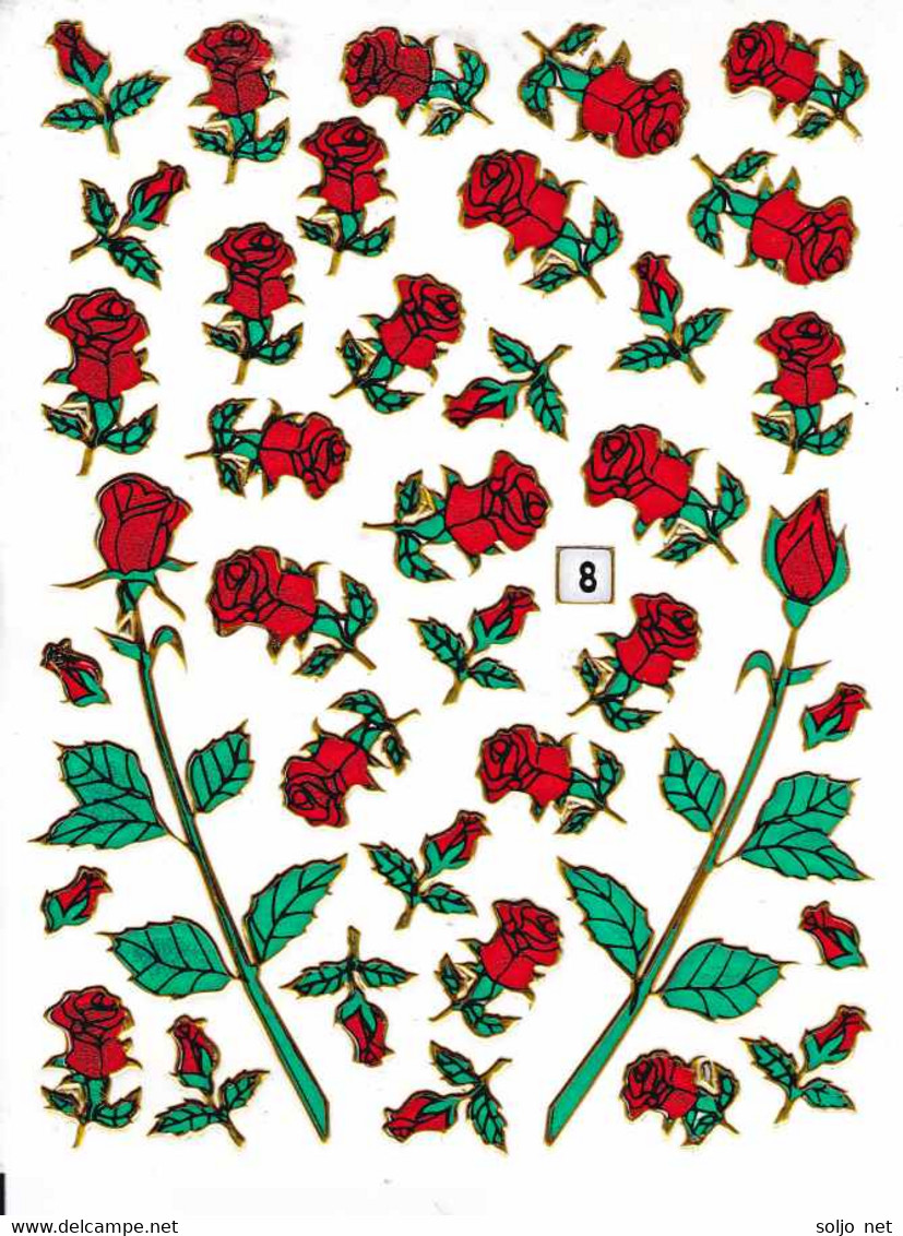 Blumen Rosen Aufkleber Metallic Look / Rose Sticker 1 Sheet - Scrapbooking