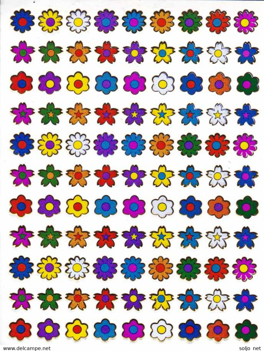 Bunte Blumen Aufkleber Metallic Look / Colorful Flowers Sticker 1 Sheet - Scrapbooking