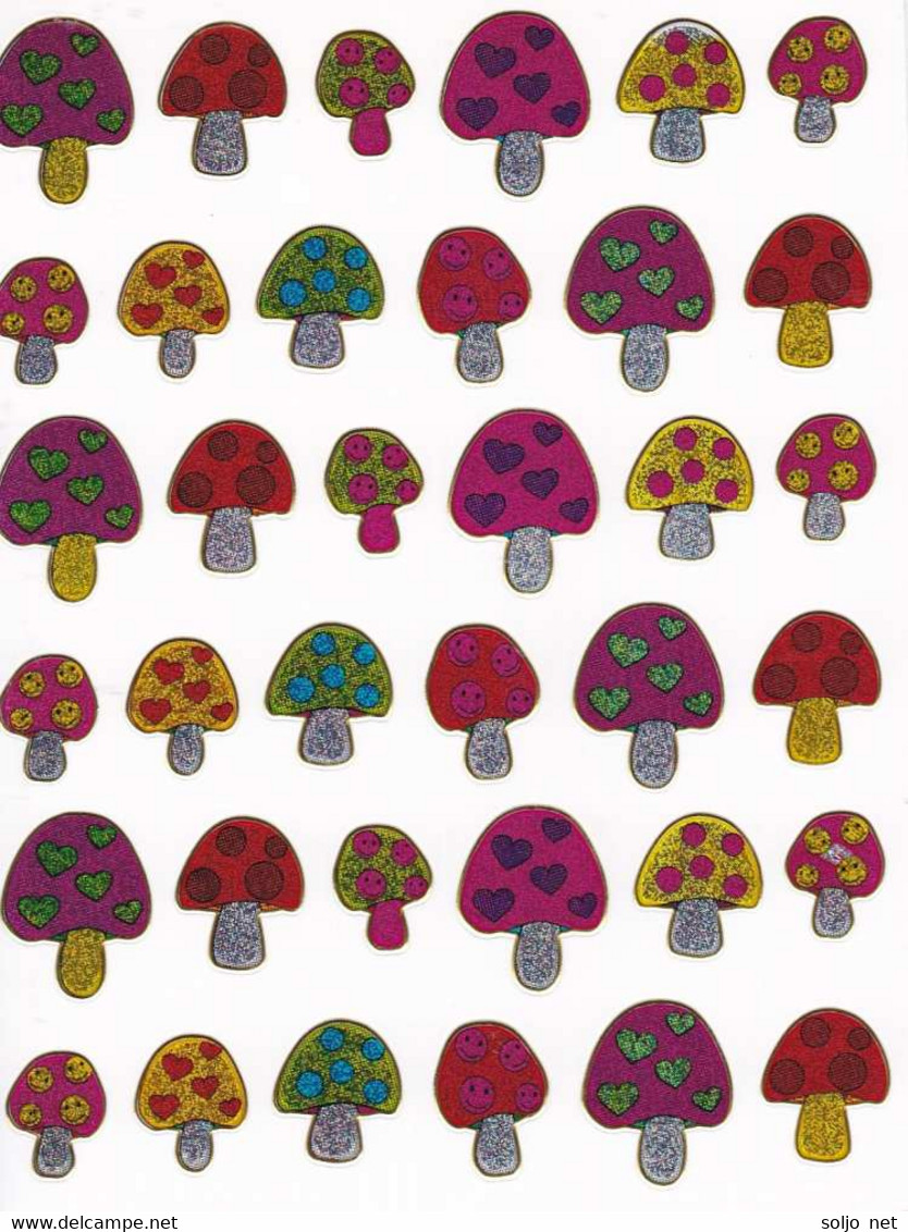 Pilze Aufkleber Metallic Look / Colorful Mushroom Sticker 1 Sheet - Scrapbooking