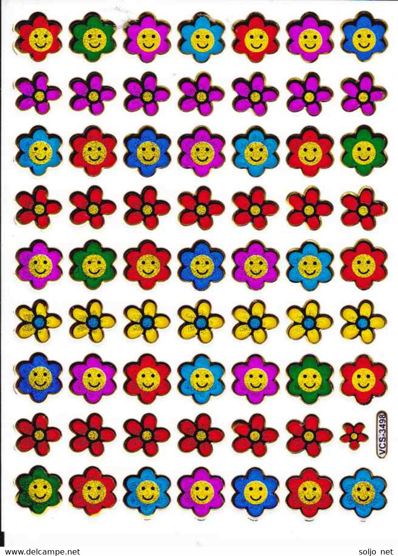 Blumen Bunt Aufkleber Metallic Look / Flower Sticker 1 Sheet - Scrapbooking