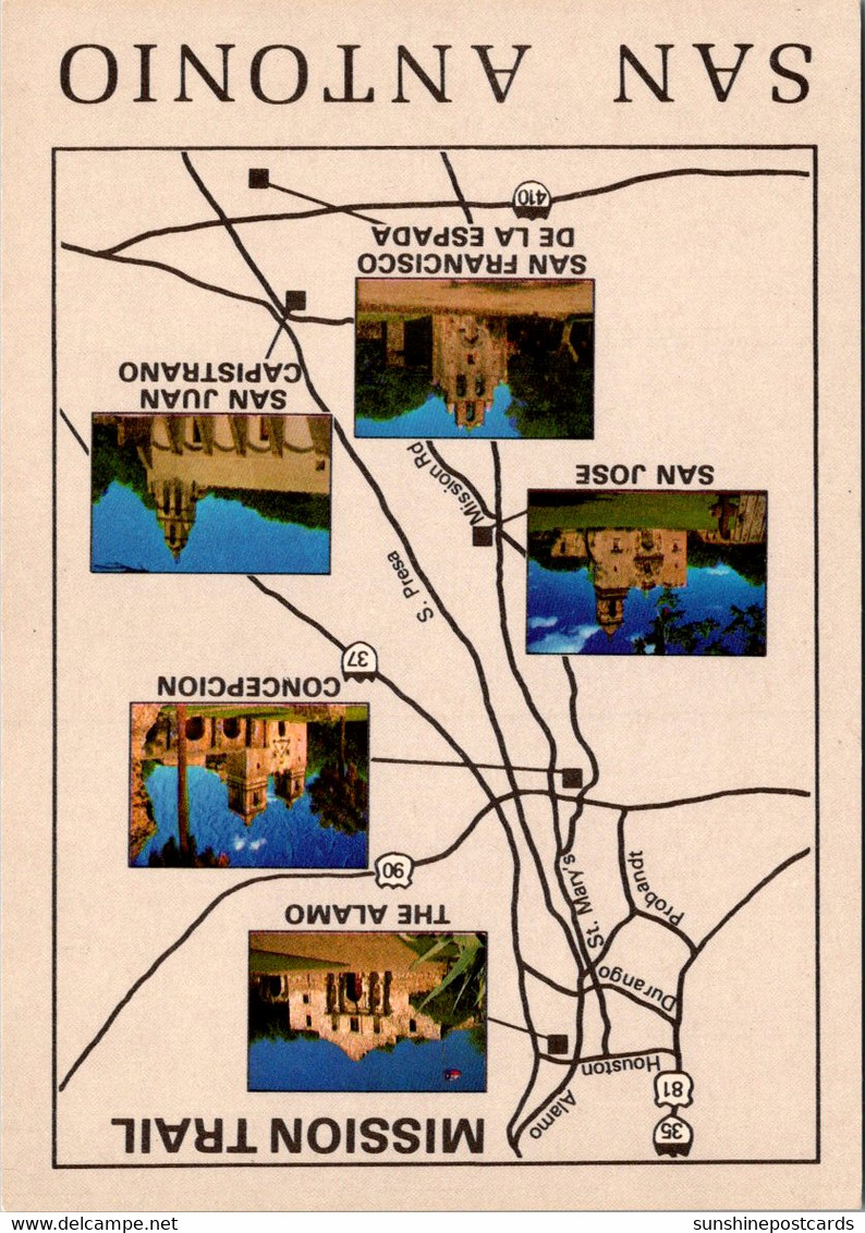 Texas San Antonio Map Of Mission Trail - San Antonio