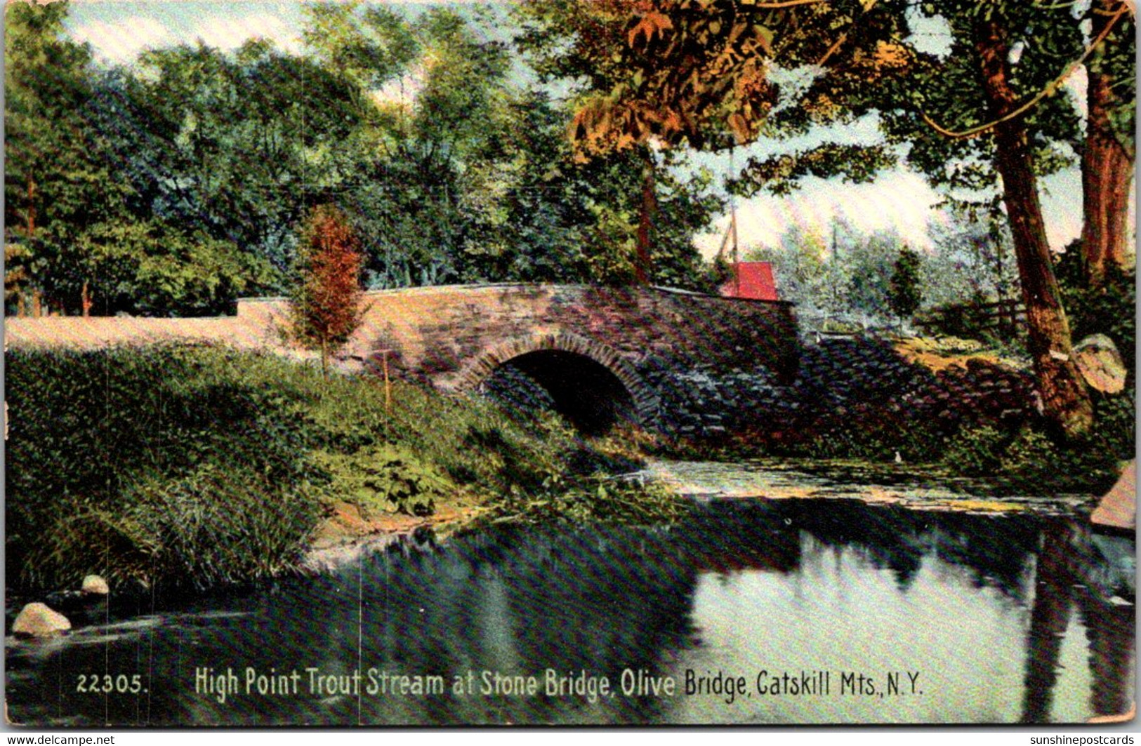 New York Catskill Mountains Olive Bridge High Point Trout Stream At Stone Bridge - Catskills